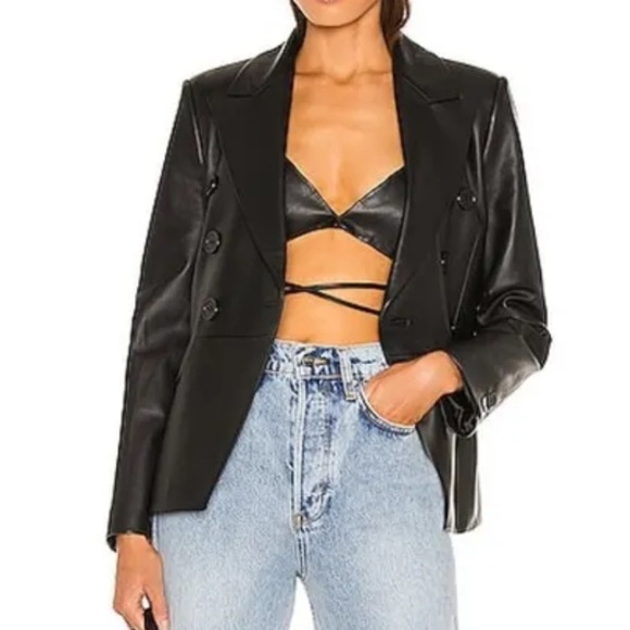 Lamarque Melka 100% Leather Tie Bralette Bra Top Black M - Picture 6 of 10